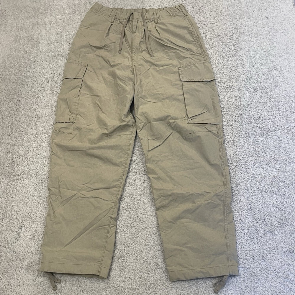 Uniqlo Parachute Cargo Pants Mens M 30-33 Beige Wide Leg Baggy Lightweight